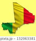 Vector flag Mali in the form of a map 132063381