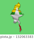 Vector flag Myanmar in the form of a map 132063383