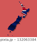 Vector flag New Zealand in the form of a map 132063384