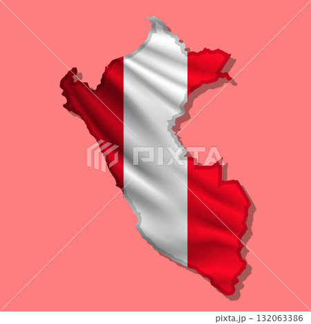 Vector flag Peru in the form of a map 132063386