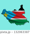 Vector flag South Sudan in the form of a map 132063387