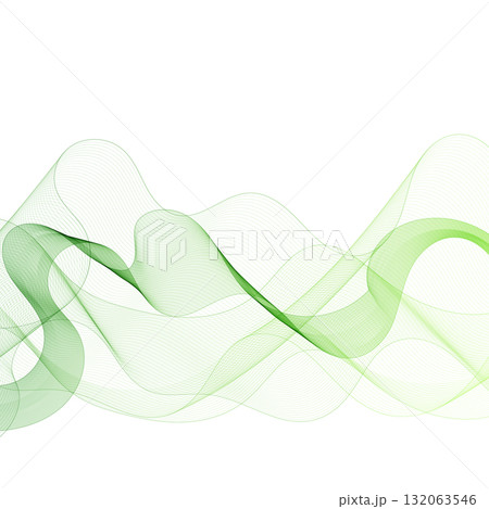 Horizontal wave of yellow-green lines on a white background. Eps 10 132063546