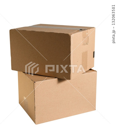 Cardboard mock up box for delivery and shipping service, isolated a transparent background, offering compositing easy Cardboard mock up box for delivery and shipping service, isolated a transparent background, offering compositing easy 132063581