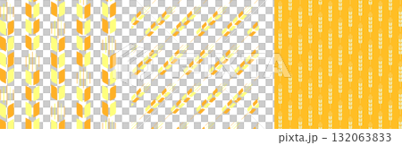 Deformed yellow and orange wheat ear pattern set 132063833