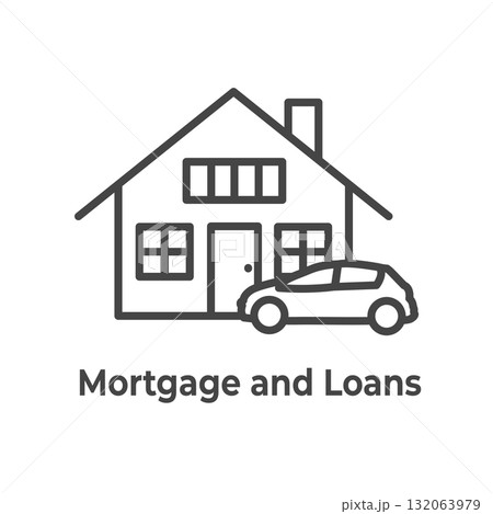 Mortgage Loan Icon with Car Loan and House Design 132063979
