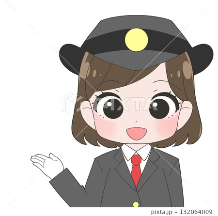 長袖の制服を着た女性駅員のかわいいイラスト 長袖の制服を着た女性駅員のかわいいイラスト 132064009