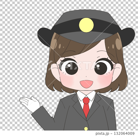 長袖の制服を着た女性駅員のかわいいイラスト 長袖の制服を着た女性駅員のかわいいイラスト 132064009