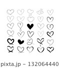 Set of hand drawn hearts, vector design elements in various shape and styles 132064440