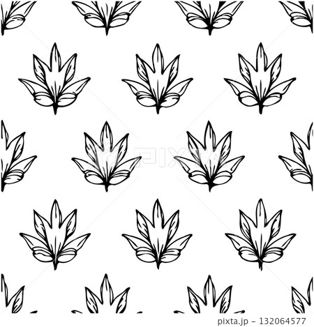 Seamless pattern of hand-drawn leaves in black and white for creative backgrounds Seamless pattern of hand-drawn leaves in black and white for creative backgrounds 132064577