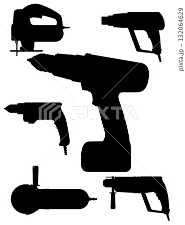 electric tools for repair black silhouette cartoon stock vector illustration 132064629