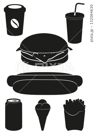 fast food black silhouette cartoon stock vector illustration fast food black silhouette cartoon stock vector illustration 132064630