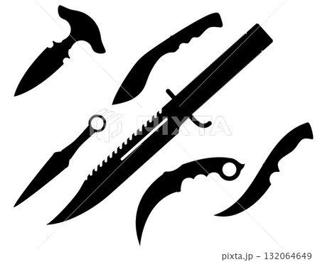 weapon knife black silhouette cartoon stock vector illustration 132064649