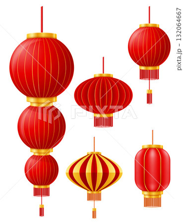 red chinese lanterns for holiday and festival decoration vector illustration red chinese lanterns for holiday and festival decoration vector illustration 132064667