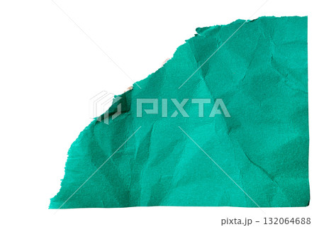 Green torn cardboard isolated on a white background Green torn cardboard isolated on a white background 132064688