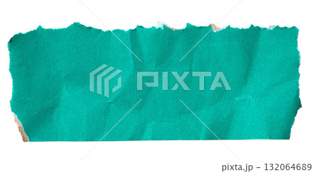 Green torn cardboard isolated on a white background Green torn cardboard isolated on a white background 132064689