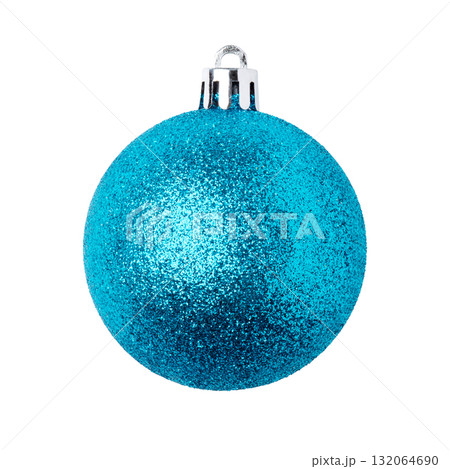 Blue Christmas ball isolated on white background 132064690
