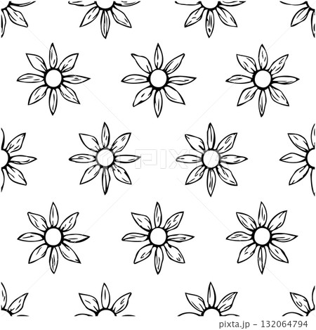 Seamless pattern of hand-drawn flowers on a white background artistic look Seamless pattern of hand-drawn flowers on a white background artistic look 132064794