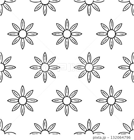 Seamless floral pattern with minimalist outline design, suitable for backgrounds Seamless floral pattern with minimalist outline design, suitable for backgrounds 132064796