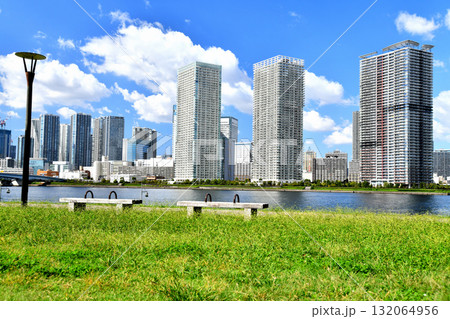 春海橋公園よりトリトンスクエア、晴海臨海公園方面を望む(東京都中央区)【2025.10】 132064956