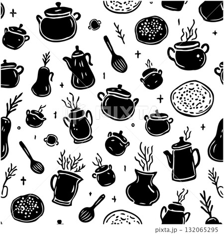 Floral Symmetry: Elegant Black and White Seamless Pattern for Minimalist Designs Floral Symmetry: Elegant Black and White Seamless Pattern for Minimalist Designs 132065295