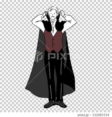 一名男子扮成吸血鬼的插圖 132065334