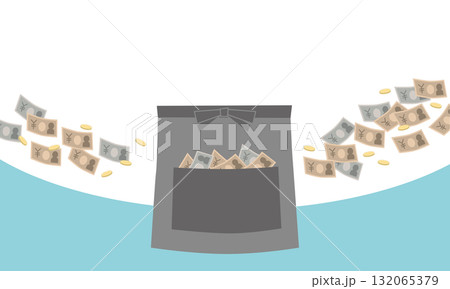 どんぶり勘定(お金が入って出ていく流れのイメージ) どんぶり勘定(お金が入って出ていく流れのイメージ) 132065379