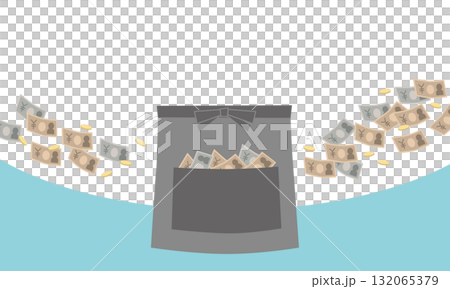 どんぶり勘定(お金が入って出ていく流れのイメージ) どんぶり勘定(お金が入って出ていく流れのイメージ) 132065379