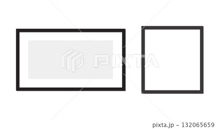 Old wooden rectangular picture blank frames vintage style with empty space against a gray background. Old wooden rectangular picture blank frames vintage style with empty space against a gray background. 132065659