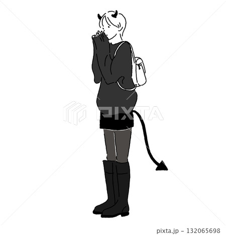 小悪魔の仮装をする女の子のイラスト 132065698