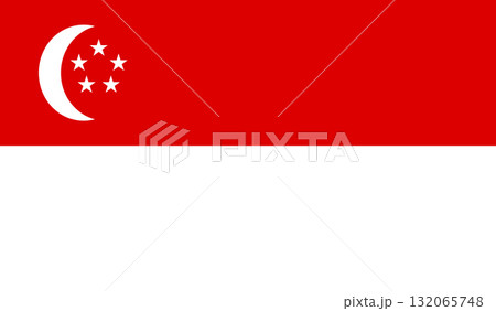 Official Flag of Singapore showcasing national pride. Republic of Singapore flag. 132065748