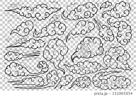 日式雲朵圖示集 | 單色祥雲，中式設計，裝潢材料 132065854