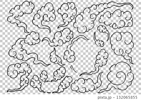 日式雲朵圖示集 | 單色祥雲，中式設計，裝潢材料 132065855