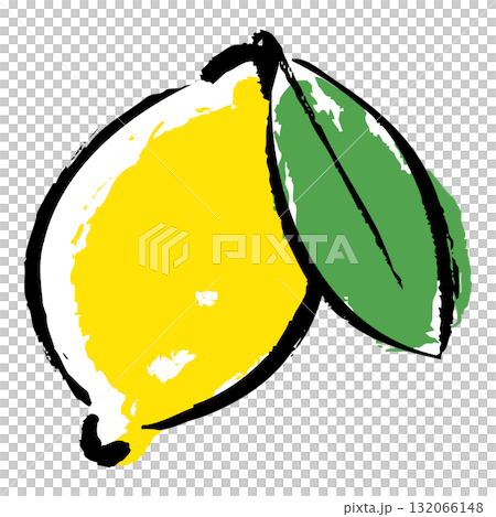 用筆觸手繪的檸檬和葉子插圖 用筆觸手繪的檸檬和葉子插圖 132066148