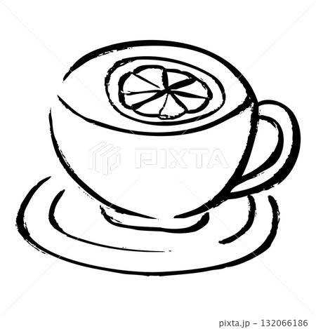 レモンが浮かんだ紅茶の手描きイラスト レモンが浮かんだ紅茶の手描きイラスト 132066186