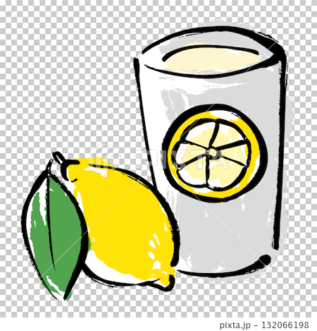 筆タッチのレモンサワーのイメージイラスト 132066198
