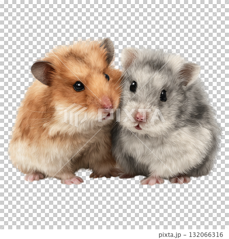かわいい2匹のハムスターイラスト 132066316