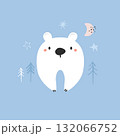 Cute Polar Bear Illustration. Nordic Winter Wall Art 132066752
