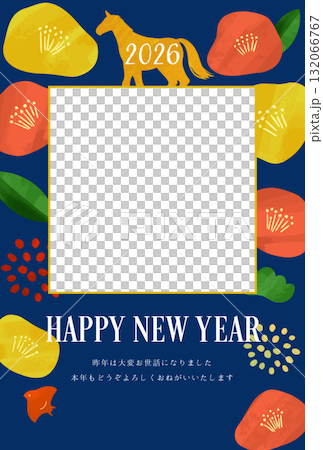 2026年午年年賀状　椿デザイン 132066767