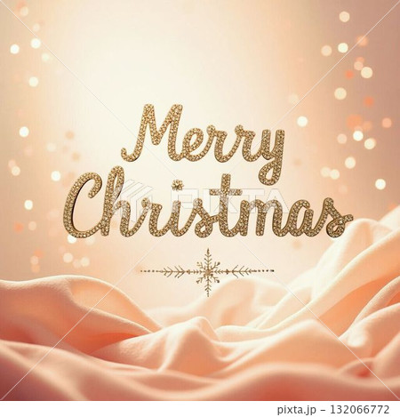 Merry Christmasロゴ入り背景 素材 金色 テキスト入り バナー向け 132066772