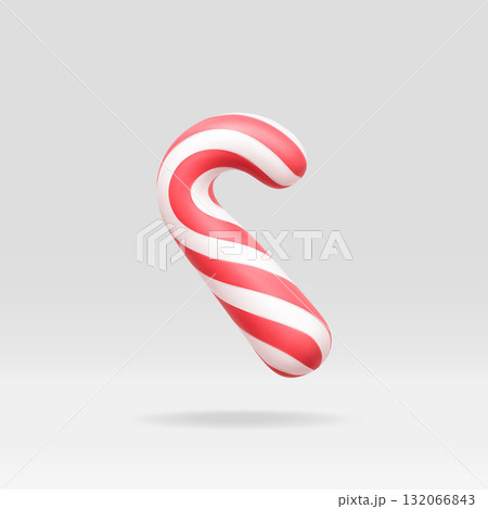 Red and white striped candy cane 3d 132066843