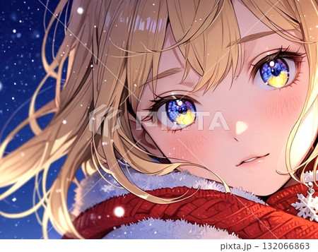 美少女　イラスト　冬　クリスマス　金髪 132066863