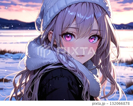 美少女 イラスト 冬 雪景色 美少女 イラスト 冬 雪景色 132066878