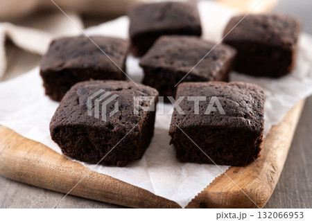 Homemade chocolate brownies with sugar powder 132066953