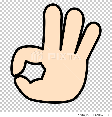 Simple hand illustration of OK sign (circle, perfect) 132067394