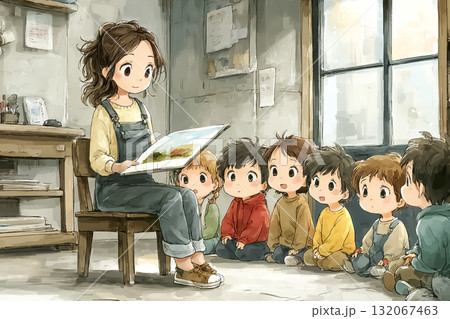 美優シリーズ:絵本の読み聞かせシーン 美優シリーズ:絵本の読み聞かせシーン 132067463