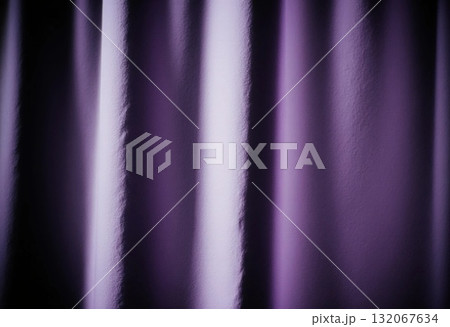 Soft light gently filters through rich purple curtains, creating a warm atmosphere in a cozy room. The fabric flows gracefully, enhancing the tranquil setting Generative AI 132067634