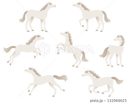 馬のイラストセット 馬のイラストセット 132068025