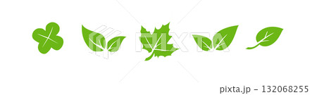 Green leaf icons set. Elements design for natural, eco, vegan. Leaves icon on isolated background. Collection green leaf. Vector Green leaf icons set. Elements design for natural, eco, vegan. Leaves icon on isolated background. Collection green leaf. Vector 132068255