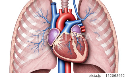 Heart in Thoracic Cavity with Anatomical Context Heart in Thoracic Cavity with Anatomical Context 132068462