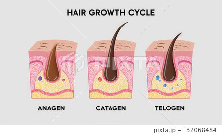 3D Hair Follicle in Scalp with Blood Supply and Gland 132068484